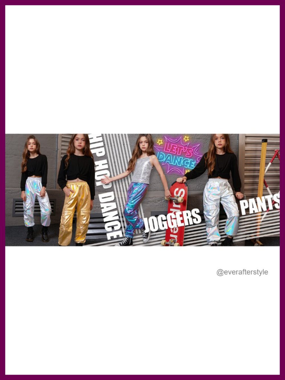 Metallic Cargo Pants for Girls High Waist Joggers Dance Multi-Pocket Elastic - Picture 6 of 6